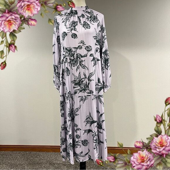 A New Day Floral turtle neck a-line Maxi Dress with long sleeves size XS - Picture 1 of 12